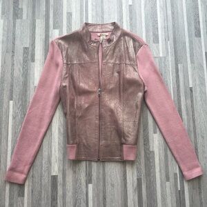 Like, Love pink 2000s suede zip up bomber sweater jacket